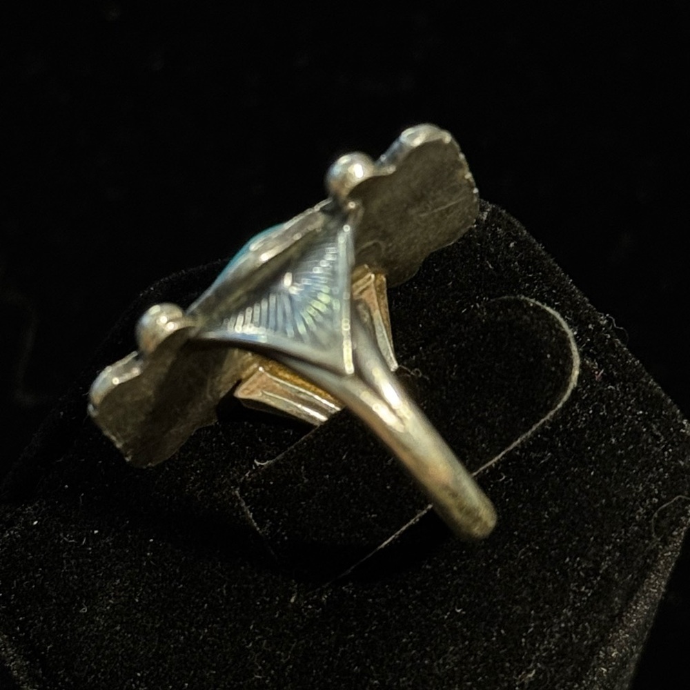 Vintage Native American Turquoise Sterling Silver Ring Size 6.75 - Picture 4 of 5